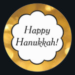 Happy Hanukkah - Golden Sticker<br><div class="desc">Ornaart design. Happy Hanukkah - Golden Sticker</div>