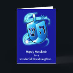 Happy Hanukkah Granddaughter with Spinning Dreidel Holiday Card<br><div class="desc">This design celebrates Hanukkah. For matching items type "penguincornerstore hanukkah" into the Zazzle search bar.</div>