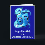 Happy Hanukkah Grandson with Spinning Dreidel Holiday Card<br><div class="desc">This design celebrates Hanukkah. For matching items type "penguincornerstore hanukkah" into the Zazzle search bar.</div>