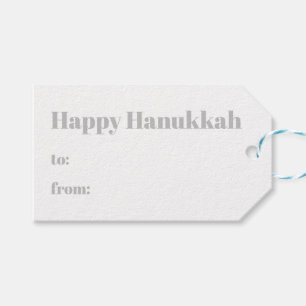 Happy Hanukkah gray white to from modern Gift Tags