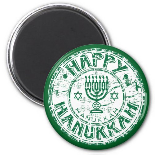 Happy Hanukkah Green Magnet