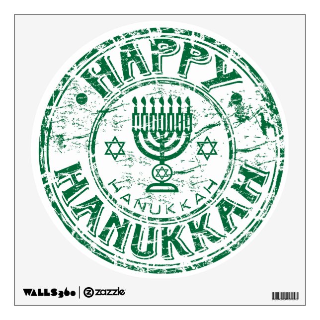 Happy Hanukkah Green Wall Sticker (Front)