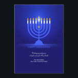Happy Hanukkah Greeting Card<br><div class="desc">A beautiful Hanukkah greeting card with a royal blue background and a lit menorah. (Holiday Vectors by Vecteezy). The card is easy to customize with your wording, font, font color, paper shape and choice of paper type. Not exactly what you're looking for? All our products can be custom designed to...</div>