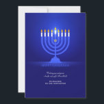 Happy Hanukkah Greeting Card<br><div class="desc">A beautiful Hanukkah greeting card with a royal blue background and a lit menorah. (Holiday Vectors by Vecteezy). The card is easy to customize with your wording, font, font color, paper shape and choice of paper type. Not exactly what you're looking for? All our products can be custom designed to...</div>