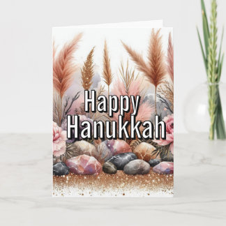 Happy Hanukkah Greeting Card - Modern Simple Pink