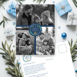 Happy Hanukkah Hand-Drawn CUSTOM 3 PHOTO Holiday Postcard<br><div class="desc">Hope you like this holiday design. Add your own photos to the front by clicking "Personalize this template". Be sure to arrange your photos under the "group" which creates the border around the photos. Everything is adjustable. Edit the text on the back too by clicking "personalize" and change the font...</div>