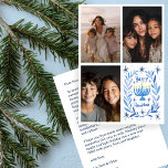 HAPPY HANUKKAH Hand-Drawn CUSTOM 3 PHOTO Letter Holiday Card<br><div class="desc">Hope you like this holiday design. Click "personalize" to edit and add your own photos and text to the front and back. Also available as digital download to send via email or text message and save on postage. Check my shop for more matching items like greeting cards, postcards, stickers, mugs,...</div>