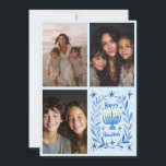 HAPPY HANUKKAH Hand-Drawn CUSTOM 3 PHOTO Letter Holiday Card<br><div class="desc">Hope you like this holiday design. Click "personalize" to edit and add your own photos and text to the front and back. Also available as digital download to send via email or text message and save on postage. Check my shop for more matching items like greeting cards, postcards, stickers, mugs,...</div>