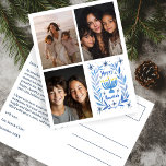 HAPPY HANUKKAH Hand-Drawn CUSTOM 3 PHOTO Letter Holiday Postcard<br><div class="desc">Hope you like this holiday design. Click "personalize" to edit and add your own photos and text to the front and back. Also available as a flat card or digital download to send via email or text message and save on postage. Check my shop for more matching items like greeting...</div>