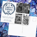 Happy Hanukkah Hand-Drawn CUSTOM 3 PHOTOS Holiday Postcard<br><div class="desc">Hope you like this holiday design. Add your own photos and text to the front by clicking "Personalize this template". Be sure to arrange your photos under the "group" which creates the border around the photos. Everything is adjustable. Add text to the back too and change the background colors. Check...</div>