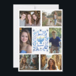 HAPPY HANUKKAH Hand-Drawn CUSTOM 6 PHOTO  Holiday Card<br><div class="desc">Hope you like this holiday design. Click "personalize" to edit and add your own photos and text to the front and back. Also available as digital download to send via email or text message and save on postage. Check my shop for more matching items like greeting cards, postcards, stickers, mugs,...</div>