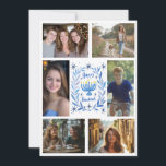 HAPPY HANUKKAH Hand-Drawn CUSTOM 6 PHOTO  Holiday Card<br><div class="desc">Hope you like this holiday design. Click "personalize" to edit and add your own photos and text to the front and back. Also available as digital download to send via email or text message and save on postage. Check my shop for more matching items like greeting cards, postcards, stickers, mugs,...</div>
