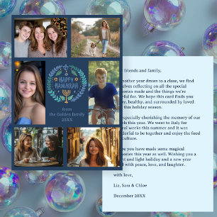 HAPPY HANUKKAH Hand-Drawn CUSTOM 6 PHOTO Holiday Card