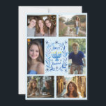 HAPPY HANUKKAH Hand-Drawn CUSTOM 6 PHOTO  Holiday Card<br><div class="desc">Hope you like this holiday design. Click "personalize" to edit and add your own photos and text to the front and back. Also available as digital download to send via email or text message and save on postage. Check my shop for more matching items like greeting cards, postcards, stickers, mugs,...</div>