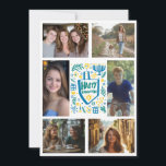 HAPPY HANUKKAH Hand-Drawn CUSTOM 6 PHOTO  Holiday Card<br><div class="desc">Hope you like this holiday design. Click "personalize" to edit and add your own photos and text to the front and back. Also available as digital download to send via email or text message and save on postage. Check my shop for more matching items like greeting cards, postcards, stickers, mugs,...</div>