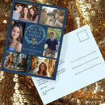 HAPPY HANUKKAH Hand-Drawn CUSTOM 6 PHOTO Holiday Postcard<br><div class="desc">Hope you like this holiday design. Click "personalize" to edit and add your own photos and text to the front and back. Check my shop for more matching items like stickers, mugs, towels, wrapping paper as well as other holiday patterns. Thanks for shopping with me! if you'd like something custom...</div>