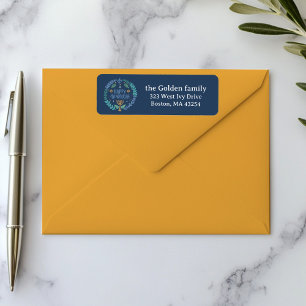 HAPPY HANUKKAH Hand-Drawn Holiday return address Label