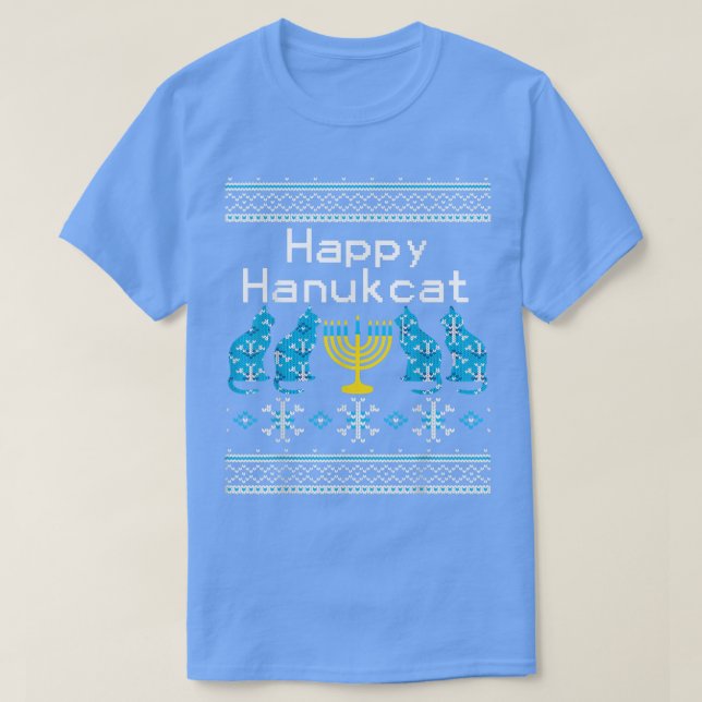 Happy Hanukkah Hanukcat Cat Lover  T-Shirt (Design Front)