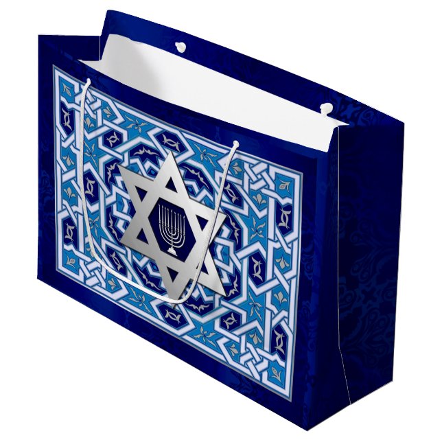 Happy Hanukkah / Happy Chanukah  Large Gift Bag (Front Angled)