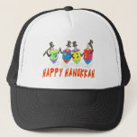 Happy Hanukkah HAT<br><div class="desc">This Happy Hanukkah dancing dreidels hat can be worn as a  Holiday greeting or given as a  Chanukah gift.  It is a unique artistic work.</div>