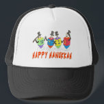 Happy Hanukkah HAT<br><div class="desc">This Happy Hanukkah dancing dreidels hat can be worn as a  Holiday greeting or given as a  Chanukah gift.  It is a unique artistic work.</div>