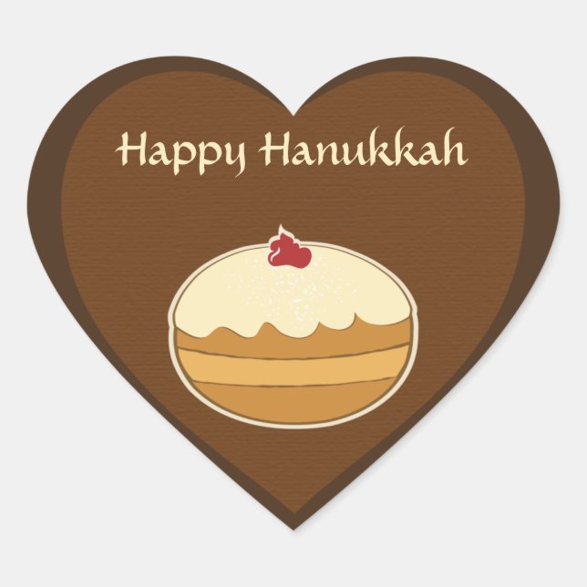 Happy Hanukkah Heart Sticker (Front)