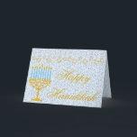 HAPPY HANUKKAH Hebrew CUSTOMIZABLE Greeting Card<br><div class="desc">HAPPY HANNUKAH Holiday Greeting Card with Stars of David, Menorah and Hebrew Letters - Boasting undeniable classy style this unique Hanukkah Card is perfect to bring smile on the faces your friends and family during the Holiday season !!! This is a beautiful Hanukkah greeting card that has a wonderful Jewish...</div>