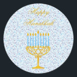 HAPPY HANUKKAH Hebrew CUSTOMIZABLE Stickers<br><div class="desc">HAPPY HANNUKAH Holiday Gift Stickers with Stars of David, Menorah and Hebrew Letters - Boasting undeniable classy style this unique Hanukkah gift stickers are perfect to bring smile on the faces your friends and family during the Holiday season !!! This is a beautiful Hanukkah gifts accessory that has a wonderful...</div>