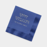Happy Hanukkah Hebrew Style #11 Family Name Foil Napkins<br><div class="desc">Elegant Happy Hanukkah Hebrew Style Typography #11 Custom Family Name Design  ========</div>