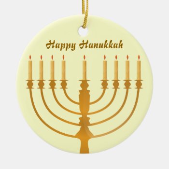 Happy Hanukkah Holiday Ceramic Ornament by EveStock at Zazzle