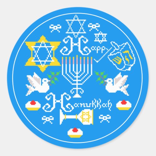 Happy Hanukkah  Holiday Classic Round Sticker