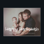 Happy Hanukkah holiday family photo Postcard<br><div class="desc">A modern typography for this photo cards collection. To customize with your favorite family picture. You can also easily change the color of the font to your liking.</div>