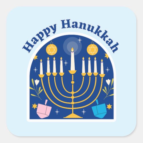 Happy Hanukkah Holiday Festive Square Sticker