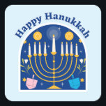 Happy Hanukkah Holiday Festive Square Sticker<br><div class="desc">Happy Hanukkah Holiday Festive Square Sticker</div>