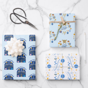 Happy Hanukkah Holiday Festive Wrapping Paper Sheets