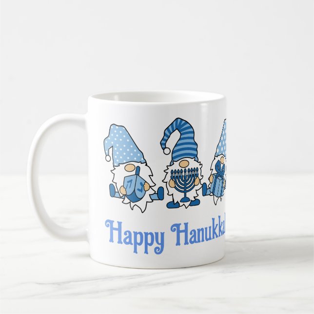 Happy Hanukkah Holiday Gnome  Coffee Mug (Left)