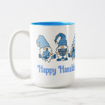 Happy Hanukkah Holiday Gnome  Two-Tone Coffee Mug<br><div class="desc">Did you know there were Hanukkah Gnomes? This super cute mug in blue and white is so fun for the 8 days of Hanukkah! Perfect for hot chocolate, coffee or tea with your Jelly Donuts, or fill it with Hanukkah gelt (gold foil wrapped chocolate coins), dreidels, rugelah, spicy herbal tea...</div>