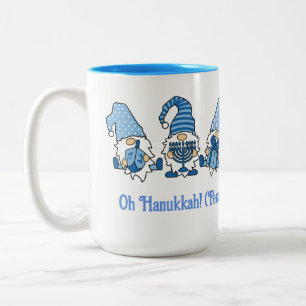 Happy Hanukkah Holiday Gnome Two-Tone Coffee Mug