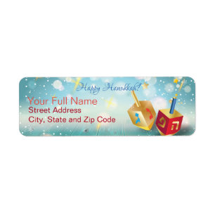 Happy Hanukkah Holiday Gold Hanukkah Menorah Label