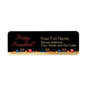 Happy Hanukkah Holiday Gold Hanukkah Menorah Label