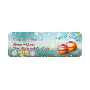 Happy Hanukkah Holiday Gold Hanukkah Menorah Label