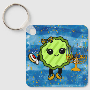 Happy Hanukkah Holiday Pickle Keychain