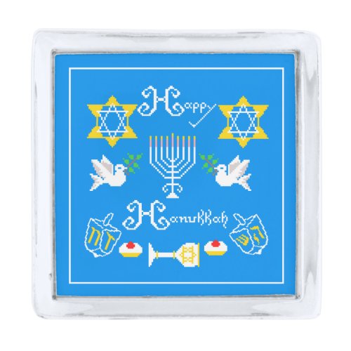 Happy Hanukkah Holiday Silver Finish Lapel Pin