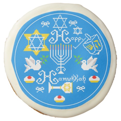 Happy Hanukkah  Holiday Sugar Cookie