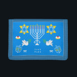 Happy Hanukkah Holiday Trifold Wallet<br><div class="desc">Happy Hanukkah! Celebrate Hanukkah  this year with beautiful holiday design. Navy blue background with white Menorah and another Hanukkah items.</div>