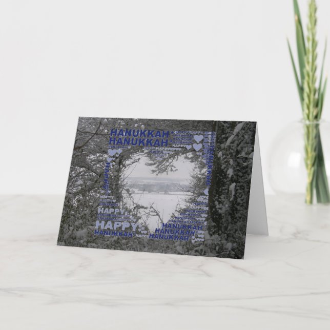 Happy Hanukkah Holidays Snow Photo Greeting Card (Front)