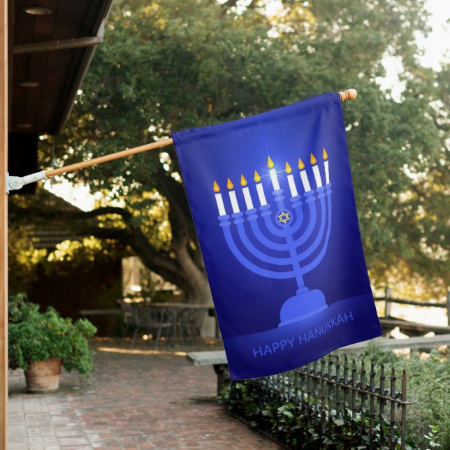 Happy Hanukkah House Flag (In SItu)