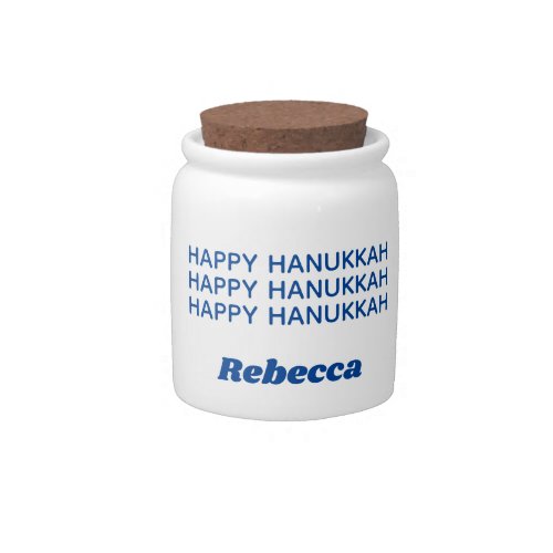 Happy Hanukkah in Blue Personalized Candy Jar