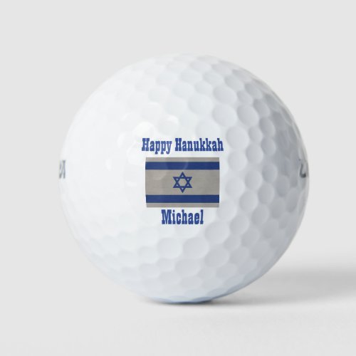 Happy Hanukkah Israel Flag Custom Name Golf Balls