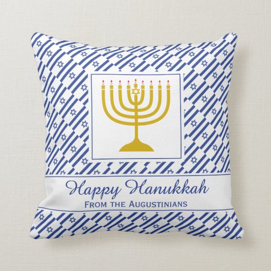 HAPPY HANUKKAH Israeli Flag Personalized Throw Pillow | Zazzle.com